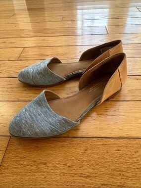 TOMS Jutti Women's Flat Canvas Leather D'orsay Shoes sz 8